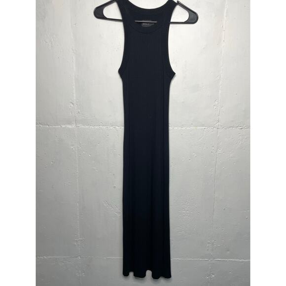 WSLY Black Ribbed Midi Dress Sleeveless Size Small - Picture 1 of 9